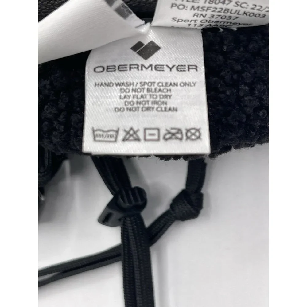 Obermeyer Gloves Mittens Womens Size Large L‎ Black Leather Quilted Faux Sherpa